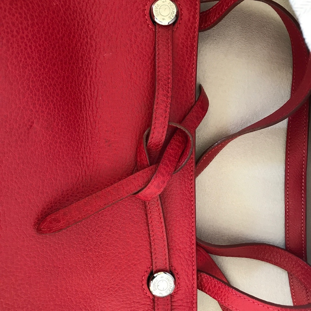 Hermes Authentic Open Tote Red Leather - Picture 7 of 8